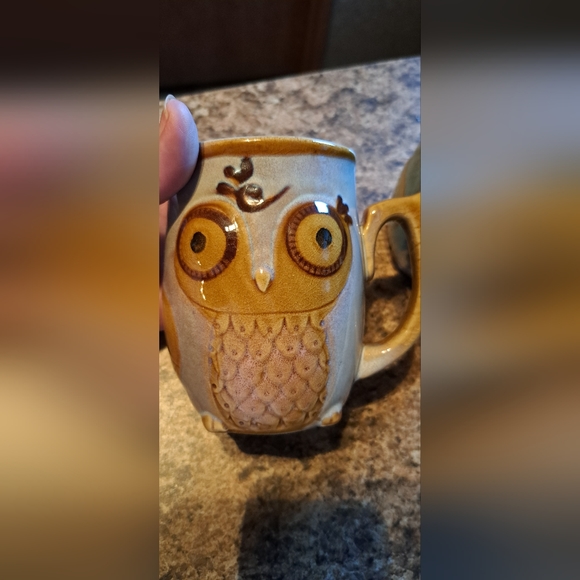 2-Gibson Owl Coffee Tea Mug Creme/Blueish Glaze Stoneware Pottery Heavy Ceramic - Picture 8 of 9